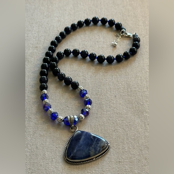 20-1/2 inch Blue Goldstone bead necklace NWOT - Picture 14 of 15